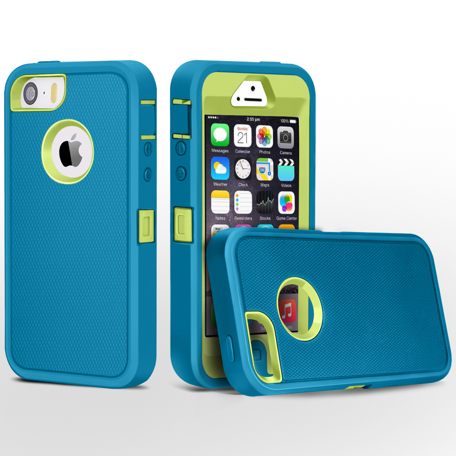 iPhone 5 Case, FogeekHeavy Duty PC + TPU Combo Protective Defender Body Armor Case for iPhone 5 & iPhone 5S(Light Blue/Green) 
