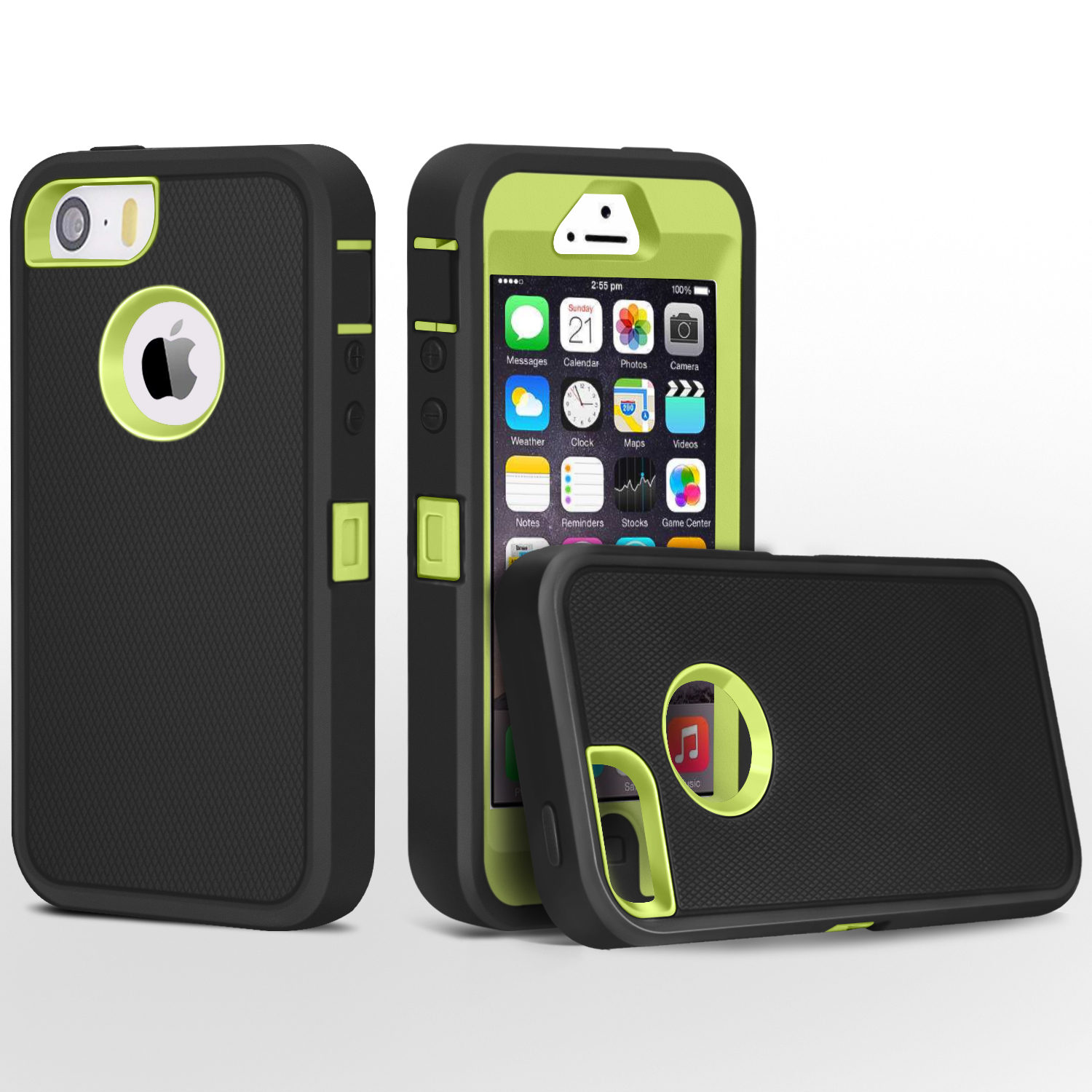 iPhone 5 Case, FogeekHeavy Duty PC + TPU Combo Protective Defender Body Armor Case for iPhone 5 & iPhone 5S(Black/Green) 