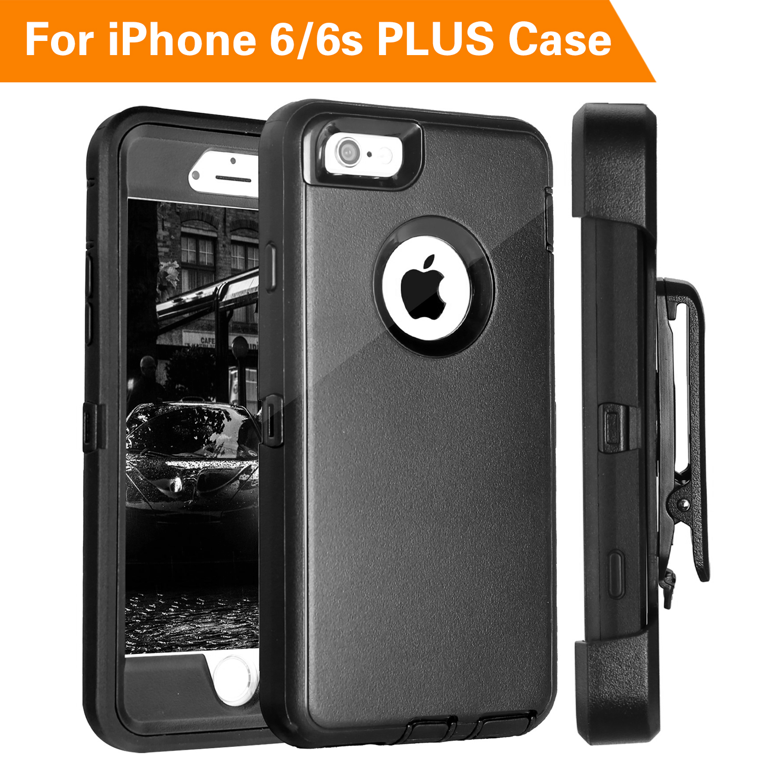 iPhone 6S Plus Case,FOGEEK Protective Case Heavy Duty Cover Compatible for iPhone 6 Plus & iPhone 6S Plus 5.5 inch 360 Degree Rotary Belt Clip & Kickstand (Black) 
