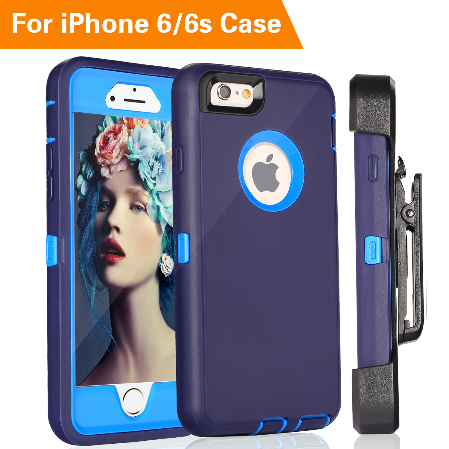 iPhone 5 Case, FogeekHeavy Duty PC + TPU Combo Protective Defender Body Armor Case for iPhone 5 & iPhone 5S(Blue/Orange)