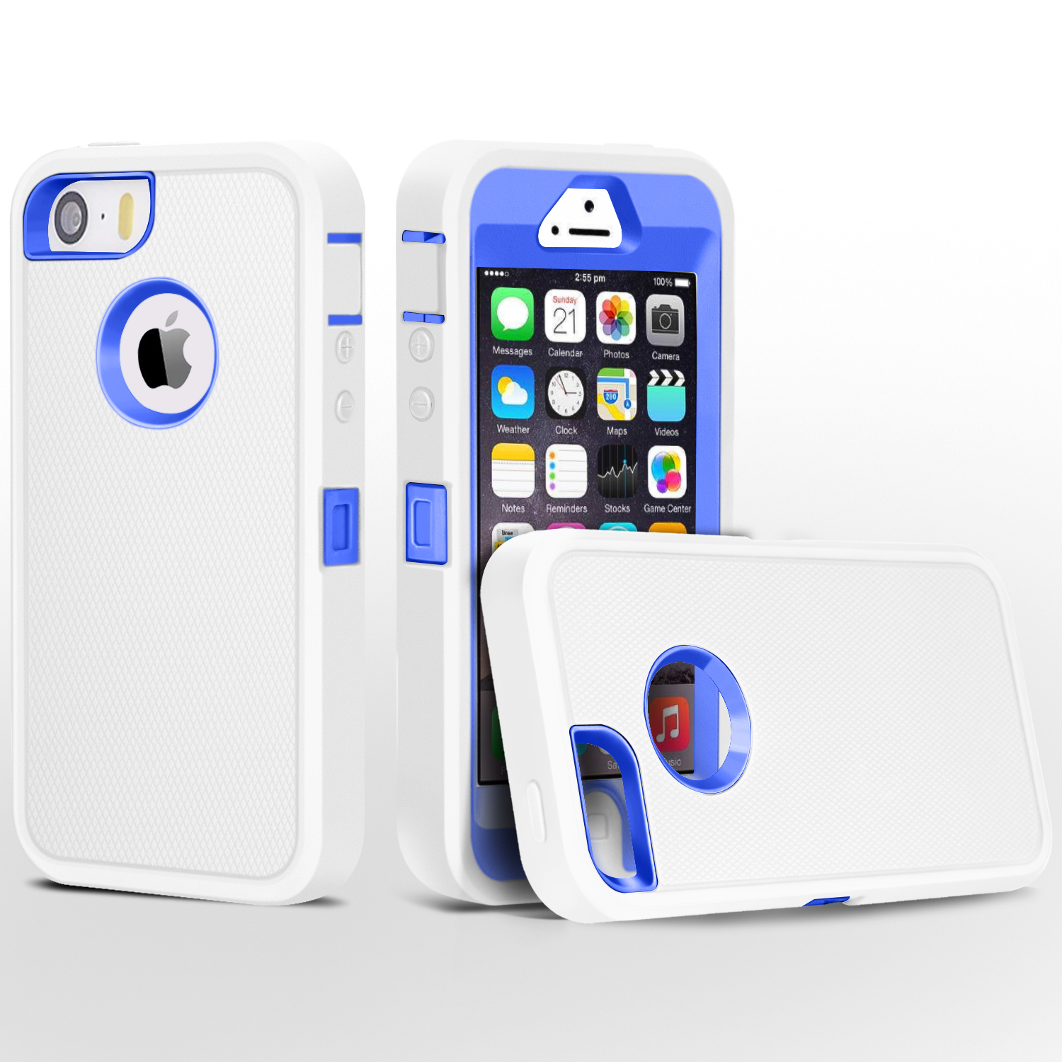 iPhone 5 Case, FogeekHeavy Duty PC + TPU Combo Protective Defender Body Armor Case for iPhone 5 & iPhone 5S(White/Blue) …