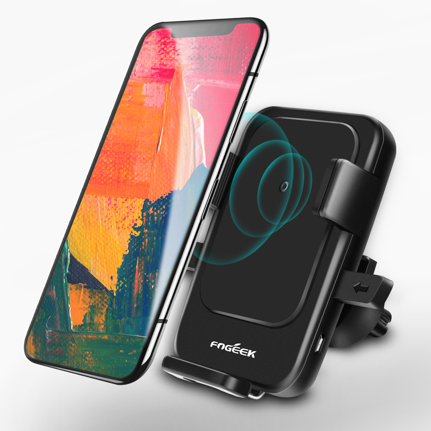 Wireless Car Charger,FOGEEK 2 in 1 Qi Wireless Car Charger Mount, 360°Rotatable Air Vent Phone Holder Cradle,Fast Charging for Samsung Galaxy S9/S9+ S8/S8+ S7/S7 Edge,Standard Charging for iPhone X/8/8 Plus