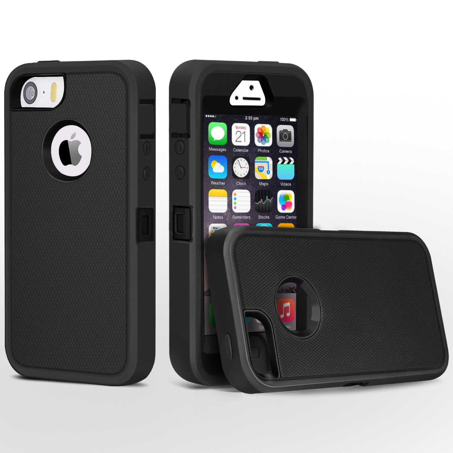 iPhone 5 Case, FogeekHeavy Duty PC + TPU Combo Protective Defender Body Armor Case for iPhone 5 & iPhone 5S(Black) …