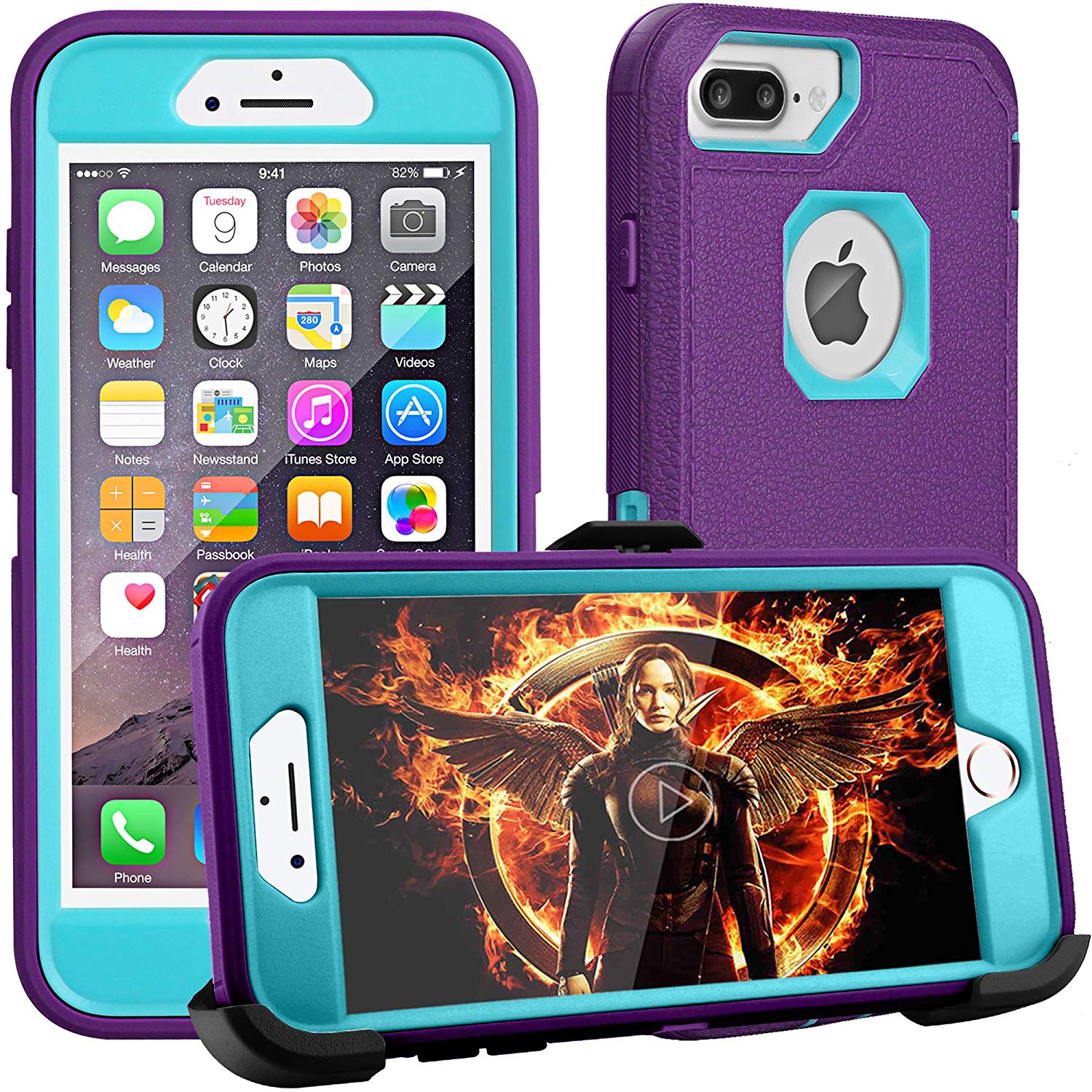 iPhone 8 Plus Case,iPhone 7 Plus Case,iPhone 6 Plus Case,FOGEEK[Dust-Proof]Belt-Clip Heavy Duty Kickstand Cover[Shockproof] PC+TPU for Apple iPhone 7 Plus,iPhone 6/6s Plus(Purple and Blue) …