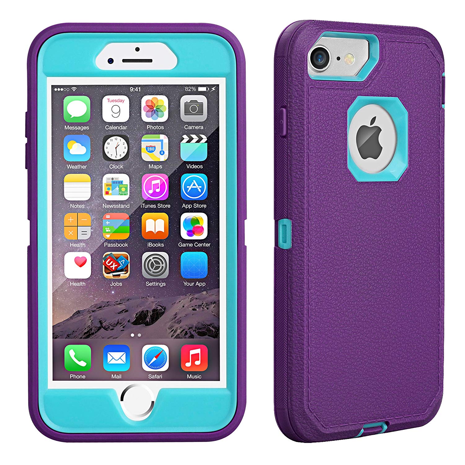 iPhone 8 case,iPhone 7 Case, iPhone 6s Case, FOGEEK [Dust-Proof] Belt-Clip Heavy Duty Kickstand Cover [Shockproof] Rugged Armor PC+TPU Shell for Apple iPhone 7 and iPhone 6/6s (purple and blue) …
