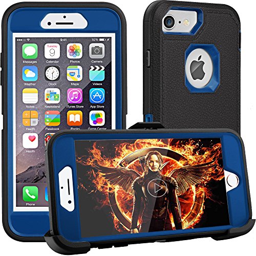 iPhone 8 case,iPhone 7 Case, iPhone 6s Case, FOGEEK [Dust-Proof] Belt-Clip Heavy Duty Kickstand Cover [Shockproof] PC+TPU Shell for Apple iPhone 7 and iPhone 6/6s(Black and Blue)