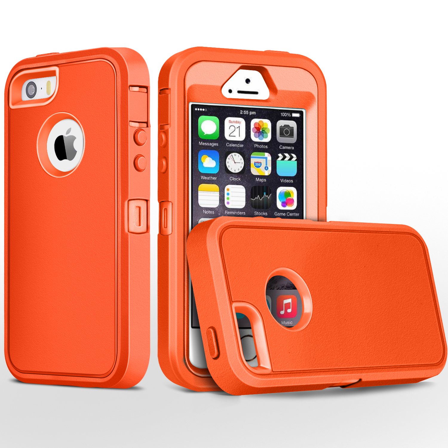 iPhone 5S Case,iPhone SE Case,Fogeek Heavy Duty PC and TPU Combo Protective Defender Body Armor Case for iPhone 5S,iPhone SE and iPhone 5 with Finger Print Function(Orange/Orange)