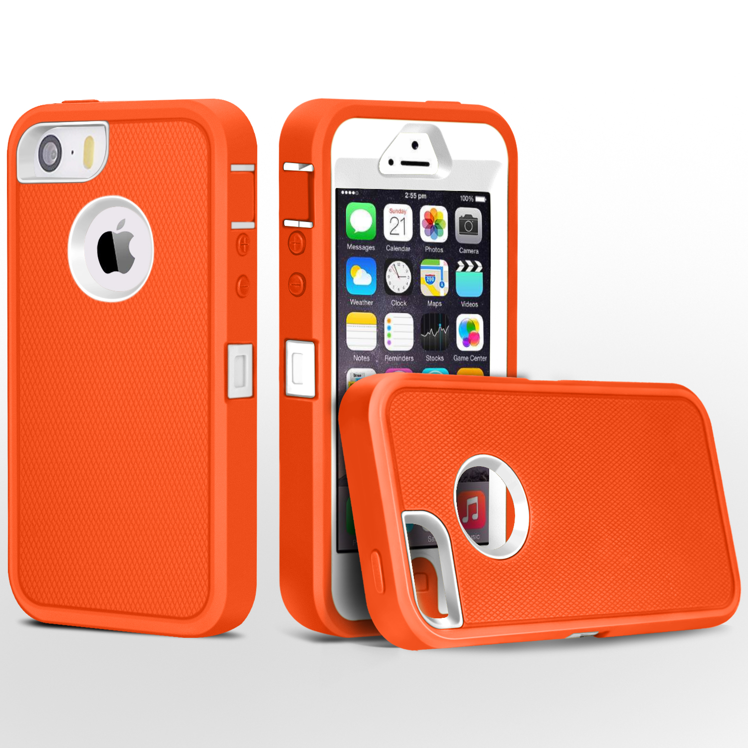 iPhone 5 Case, FogeekHeavy Duty PC + TPU Combo Protective Defender Body Armor Case for iPhone 5 & iPhone 5S(Orange/White) …